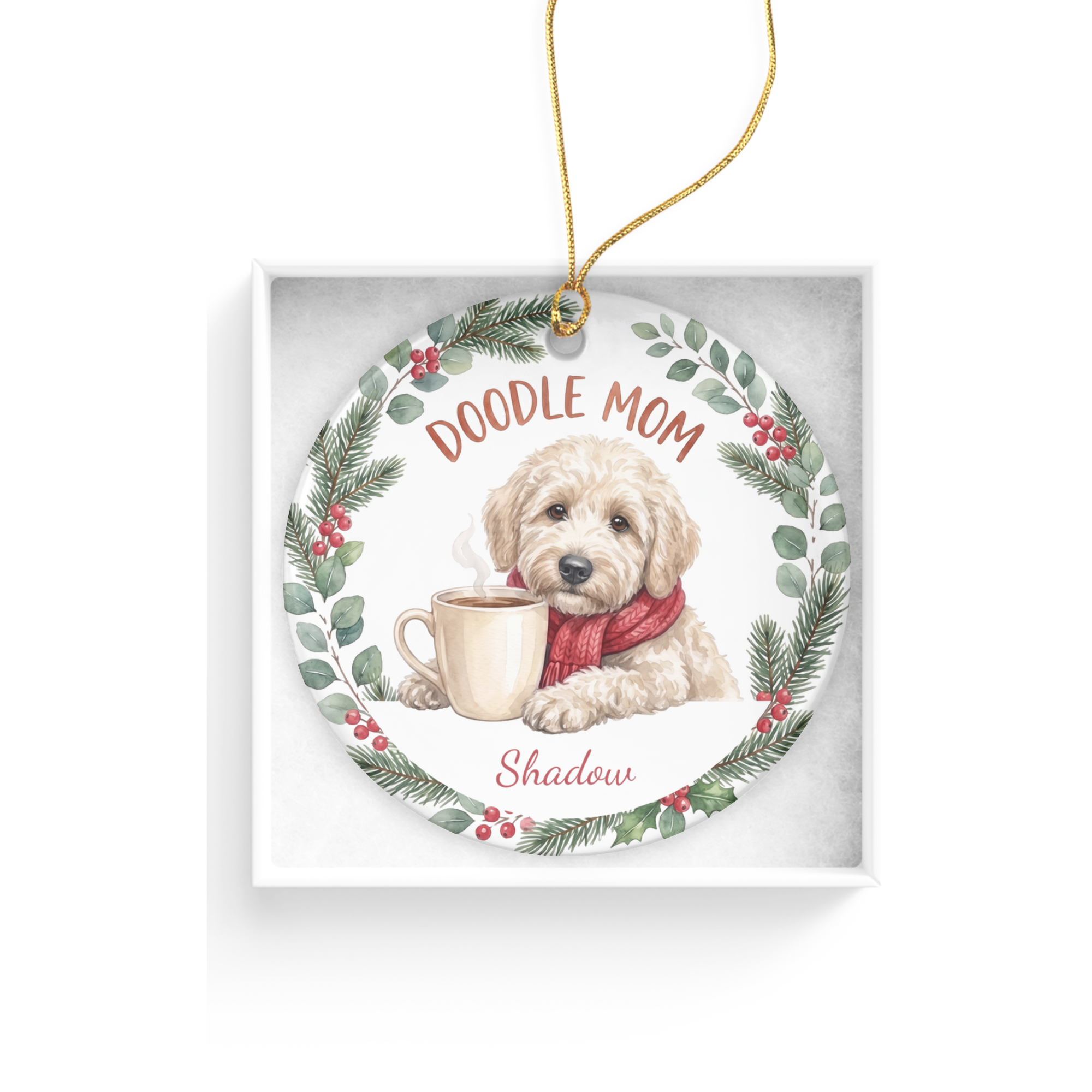 Personalized Cream Goldendoodle Doodle Mom Ornament