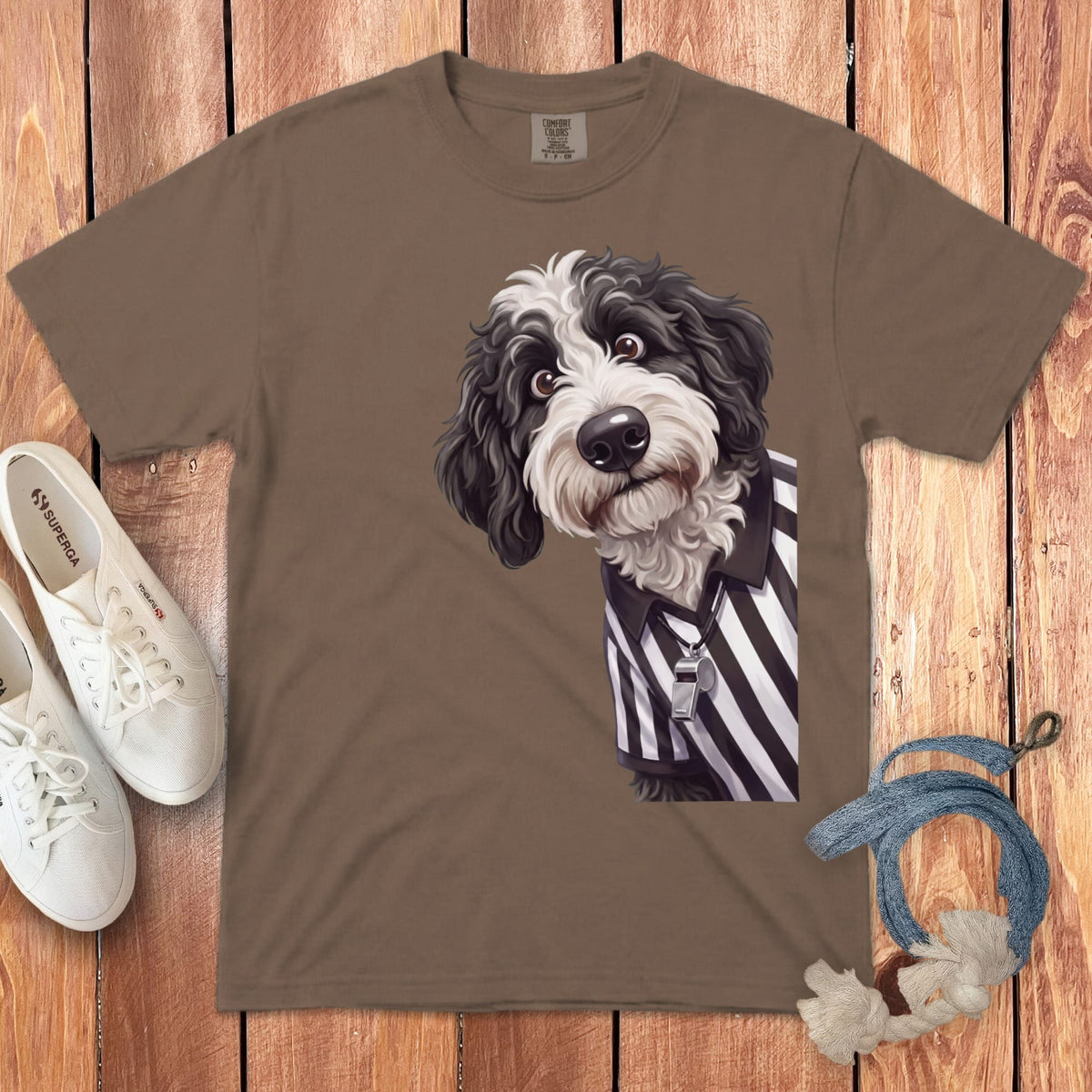 Sheepadoodle Football Referee Signature T-Shirt in Espresso / S by Puppy Jo