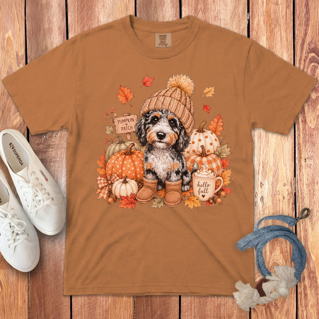 Aussiedoodle Pumpkin Patch Signature T-Shirt in Yam / S by Puppy Jo