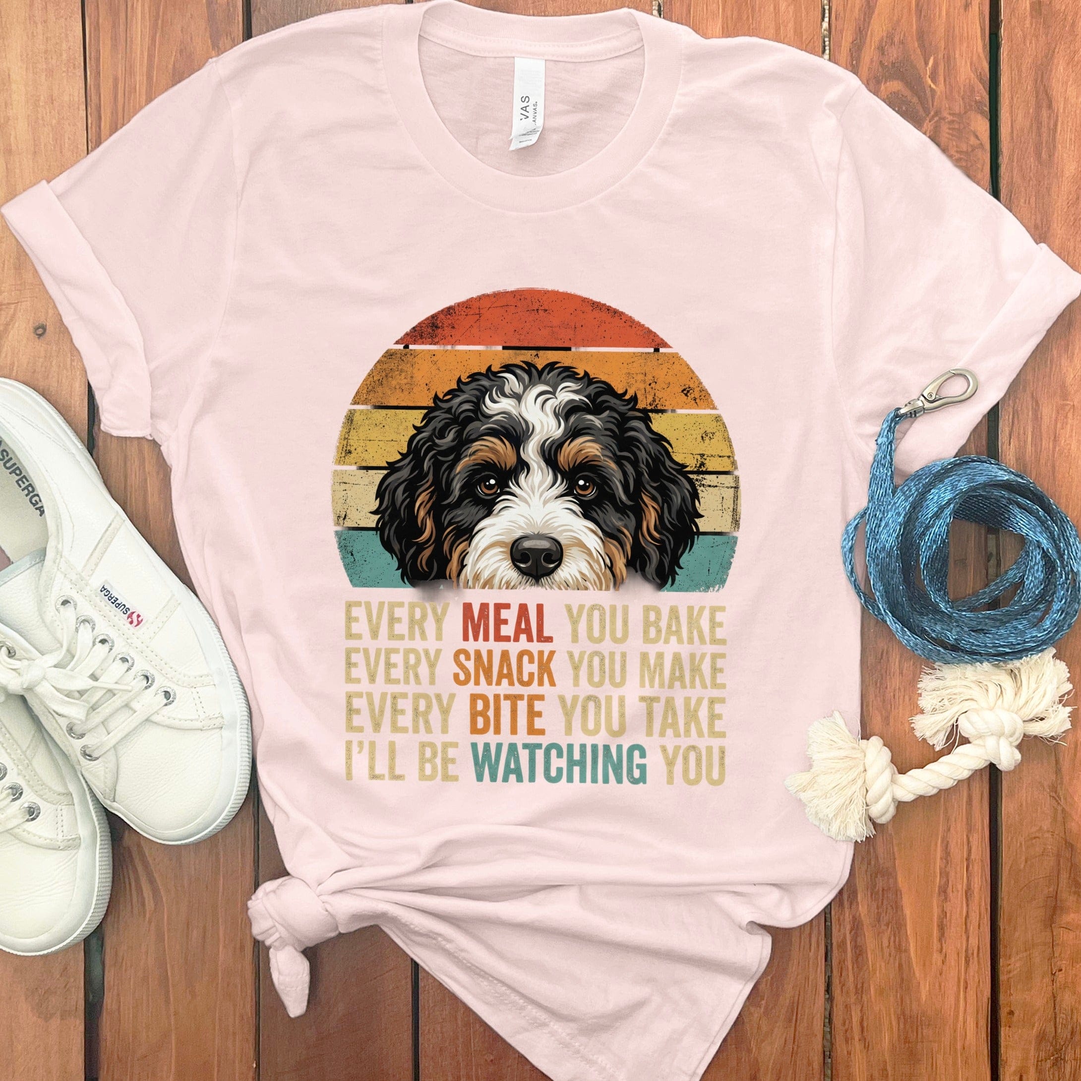 Dog Themed T-Shirt with Humorous Snack Watching Design