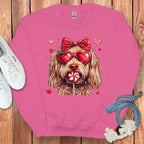 Dog with Heart Glasses and Bow Sweatshirt