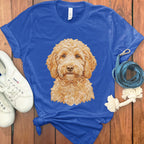 Adorable Dog Print on Casual Blue T-Shirt Product