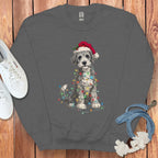 Festive Dog Wrapped in Christmas Lights Sweatshirt