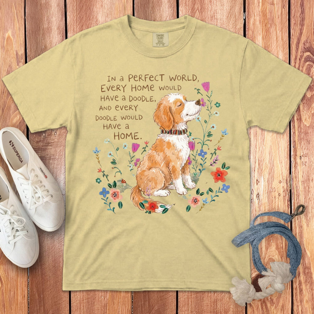Perfect World Parti Goldendoodle Signature T-Shirt in Butter / S by Puppy Jo
