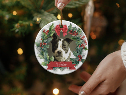Christmas Dog Wreath Customizable Ornament product