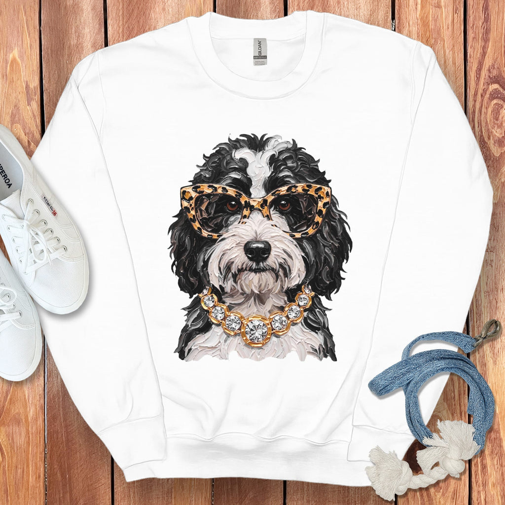 Sheepadoodle Glam Sweatshirt in White / S by Puppy Jo