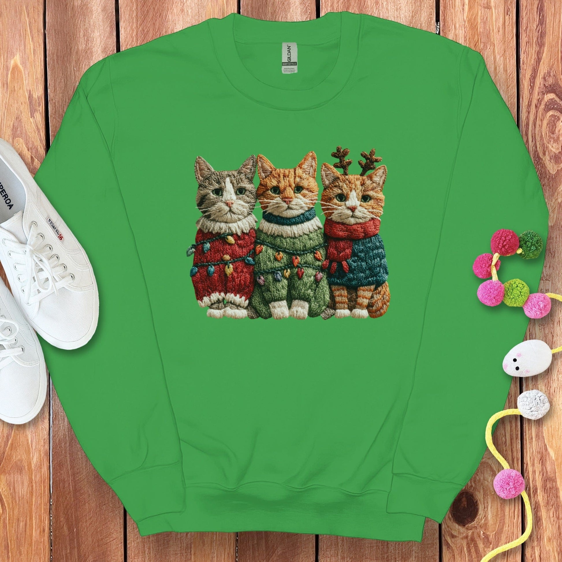 Cute Cats in Festive Sweaters Long Sleeve Shirt