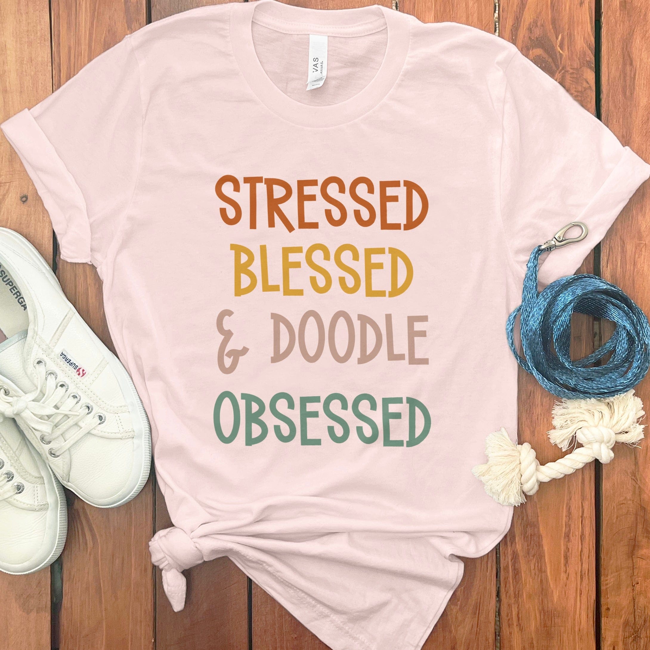 Stressed Blessed and Doodle Obsessed Printed Shirt