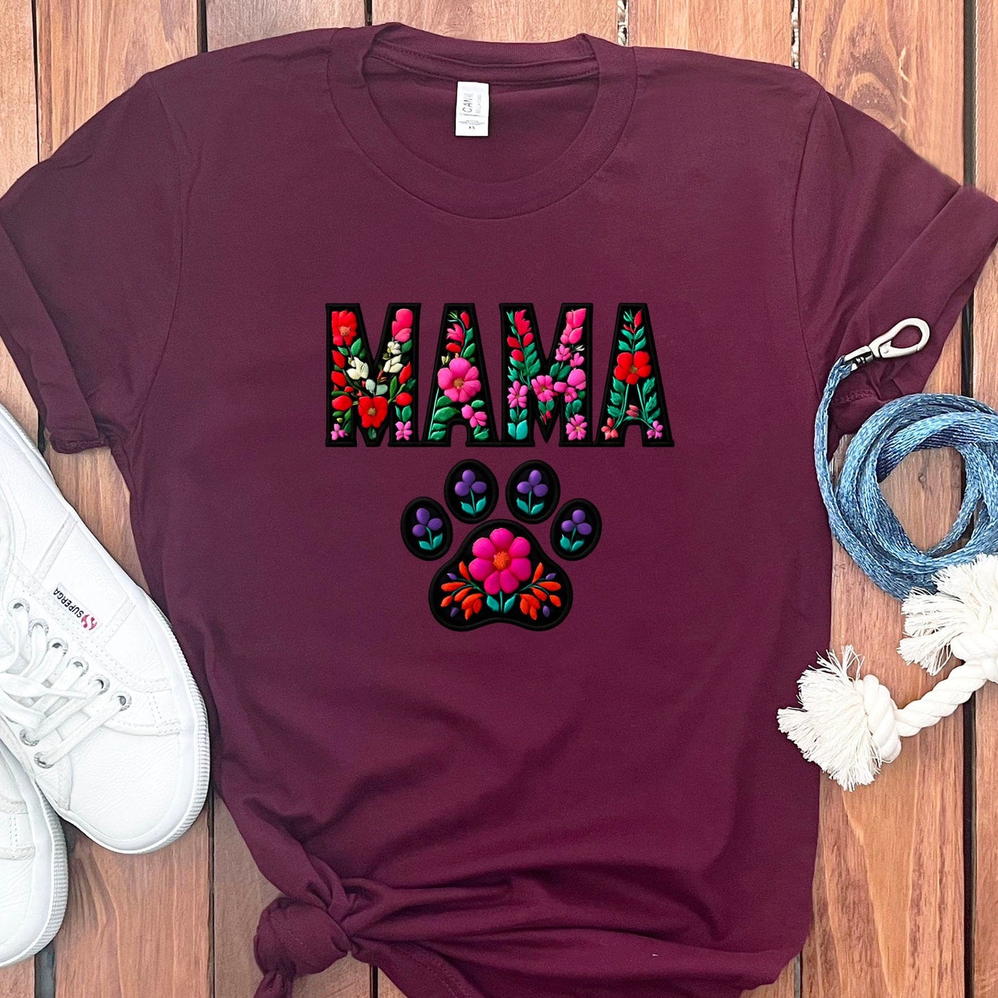 Mama Floral Print Paw Design T-Shirt product