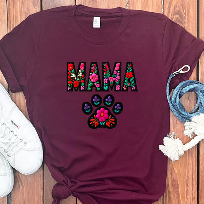 Mama Floral Print Paw Design T-Shirt product