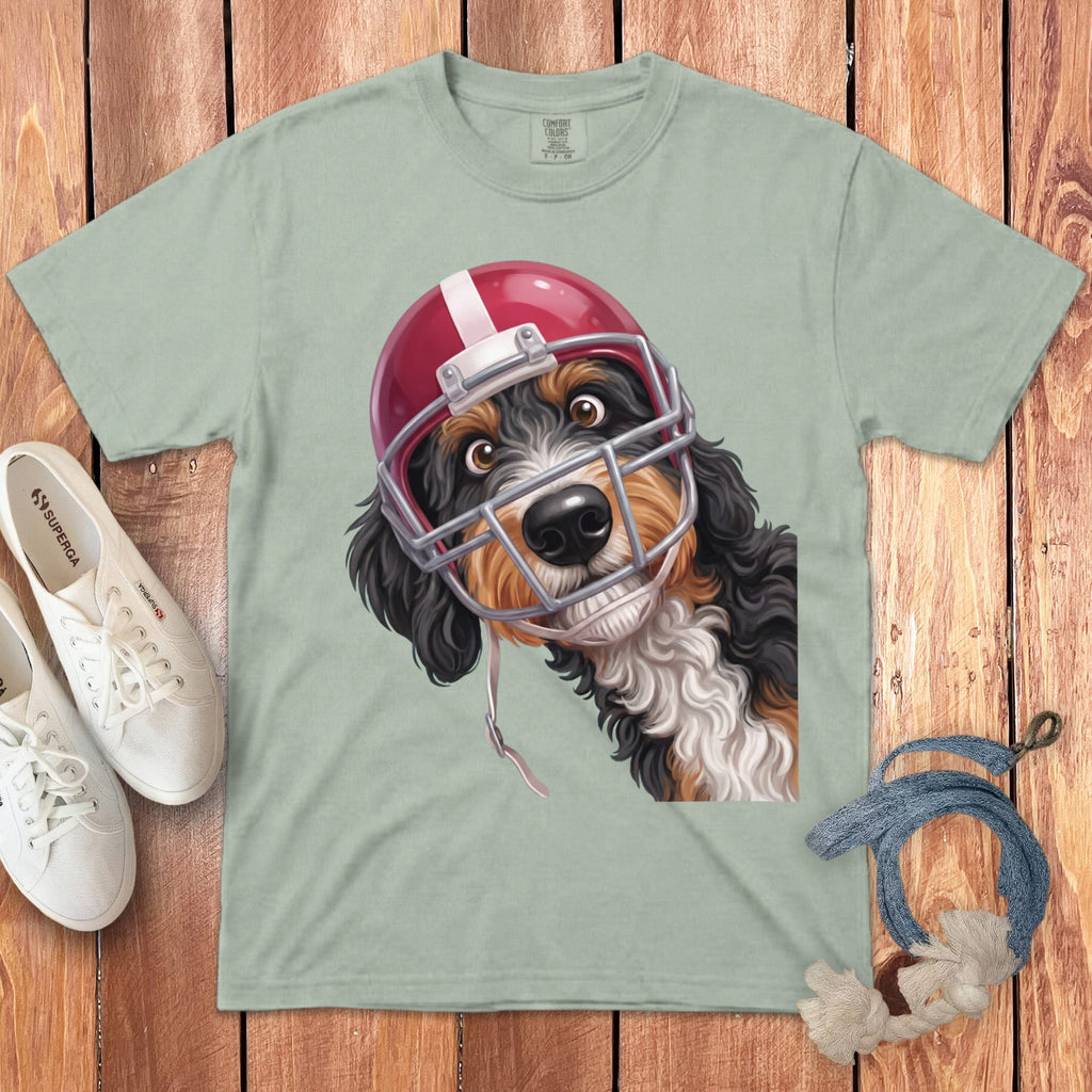 Bernedoodle Football Helmet Signature T-Shirt in Bay / S by Puppy Jo