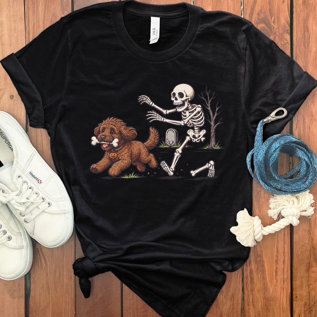 Chocolate Goldendoodle Bone Thief T-Shirt in Black / S by Puppy Jo
