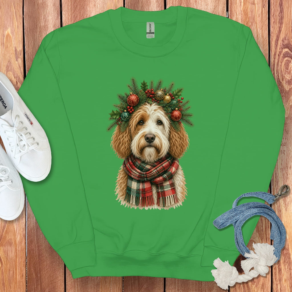 Parti Goldendoodle Holiday Crown Sweatshirt in Irish Green / S by Puppy Jo