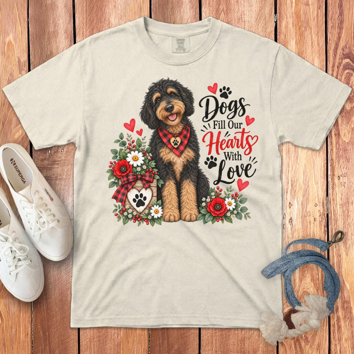 Phantom Goldendoodle Hearts Love Signature T-Shirt