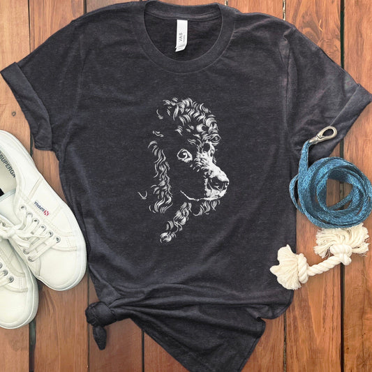 Poodle Sketch Art on Dark Grey Shirt product type
