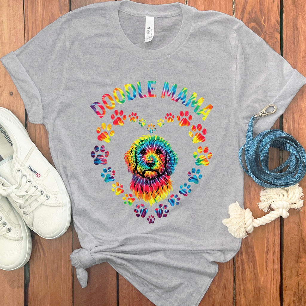 Colorful Doodle Mama Paw Prints Graphic T-shirt