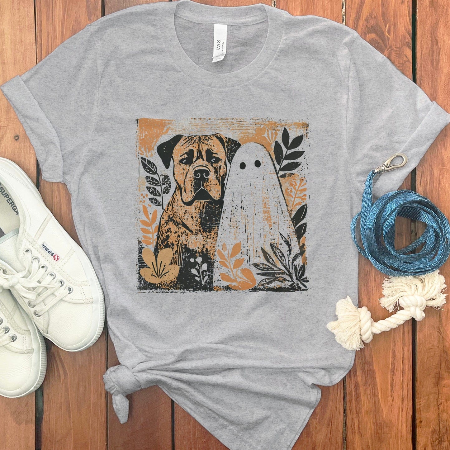 Halloween Dog and Ghost Graphic T-shirt product type