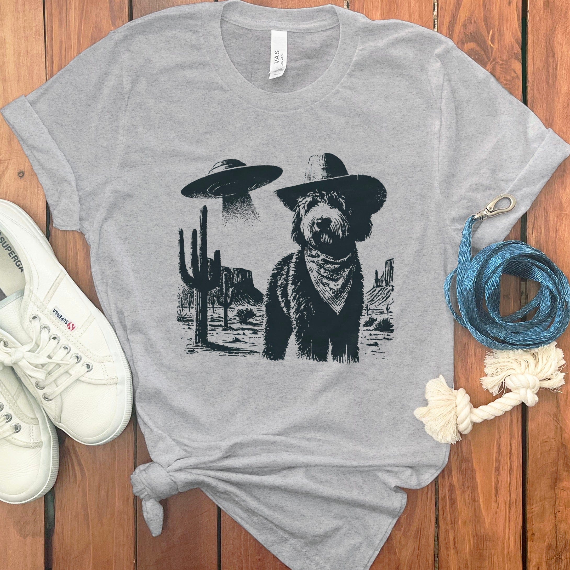 Cowboy Dog Alien Cactus Graphic Tee Shirt