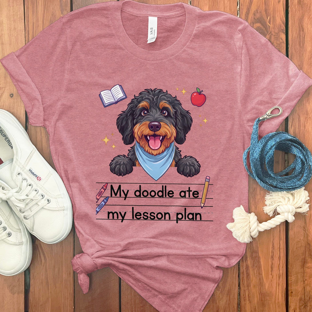Phantom Goldendoodle Ate Lesson T-Shirt in Heather Mauve / S by Puppy Jo