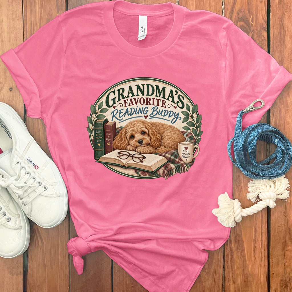 Cavapoo Reading Buddy T-Shirt in Charity Pink / S by Puppy Jo