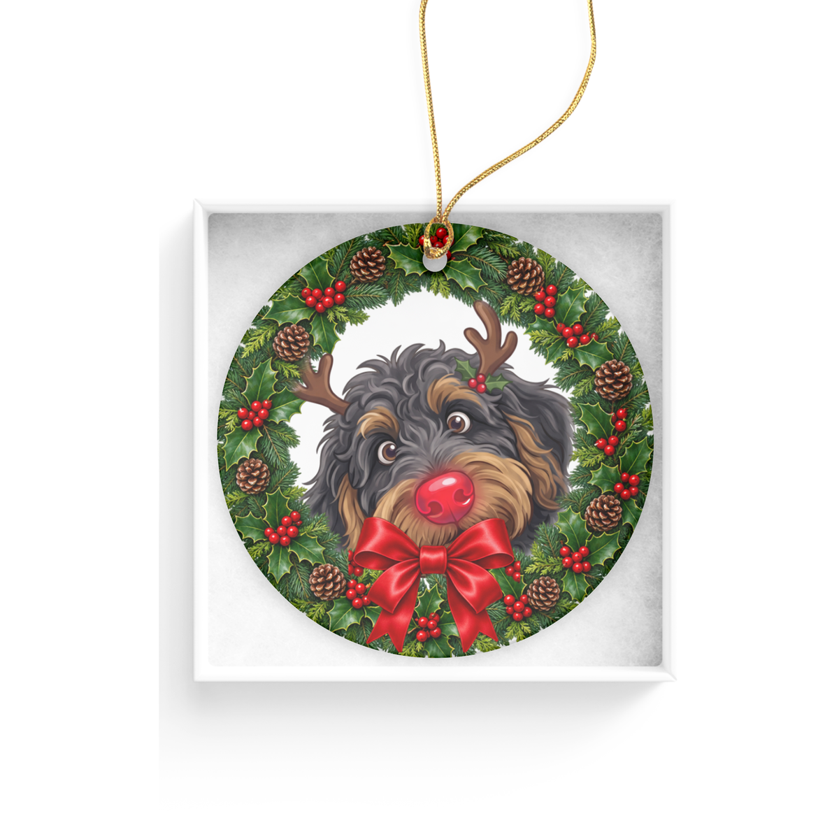 Peeking Rudolph Phantom Goldendoodle Ornament