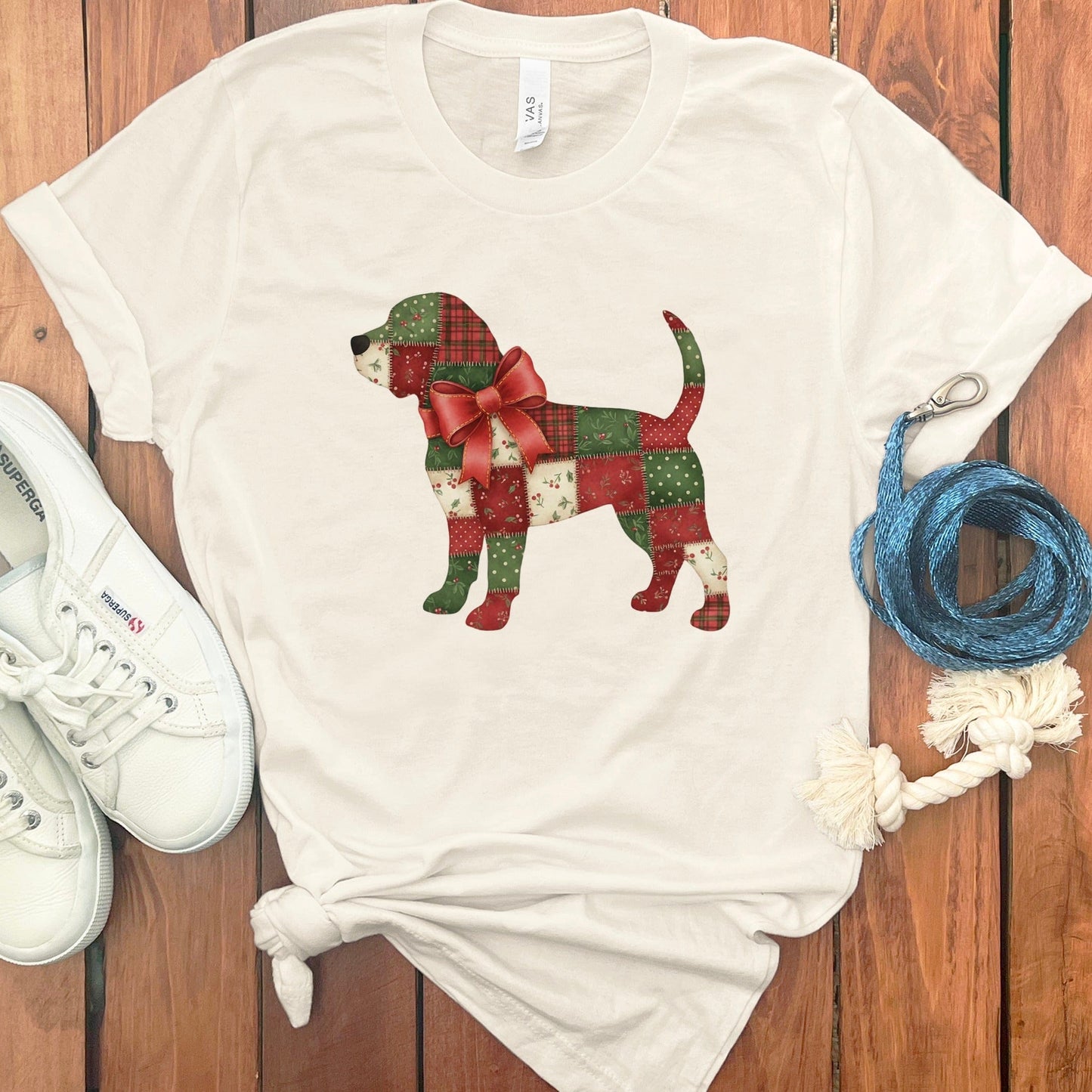 Festive Patchwork Dog Graphic Tee Shirt Product Type