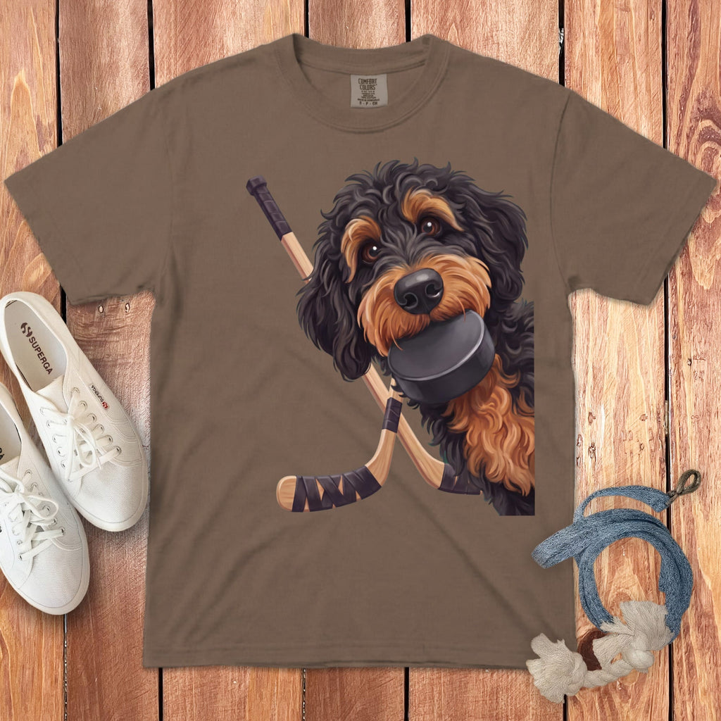 Phantom Goldendoodle Hockey Signature T-Shirt in Espresso / S by Puppy Jo