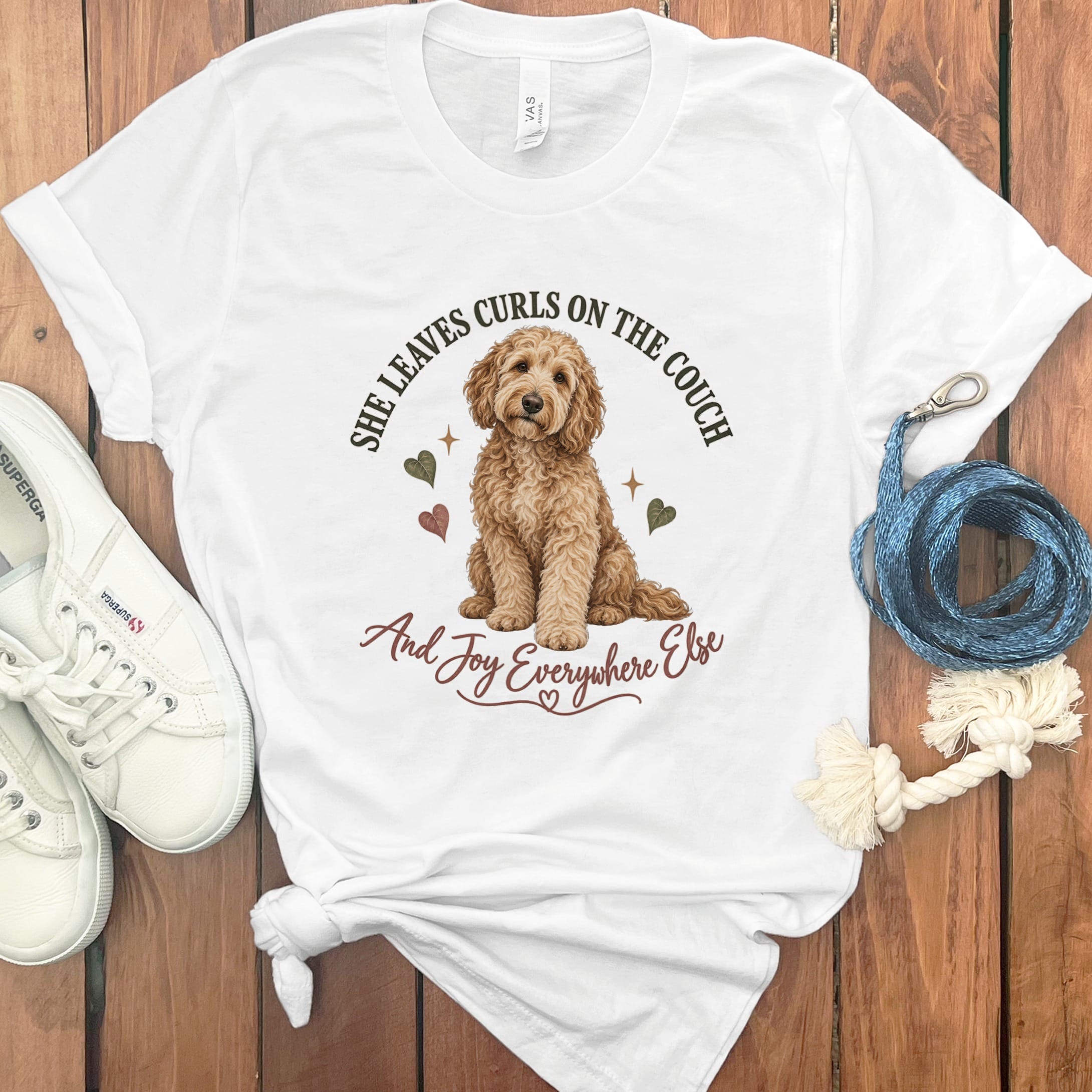 Couch Curls Doodle T-Shirt in White / S by Puppy Jo
