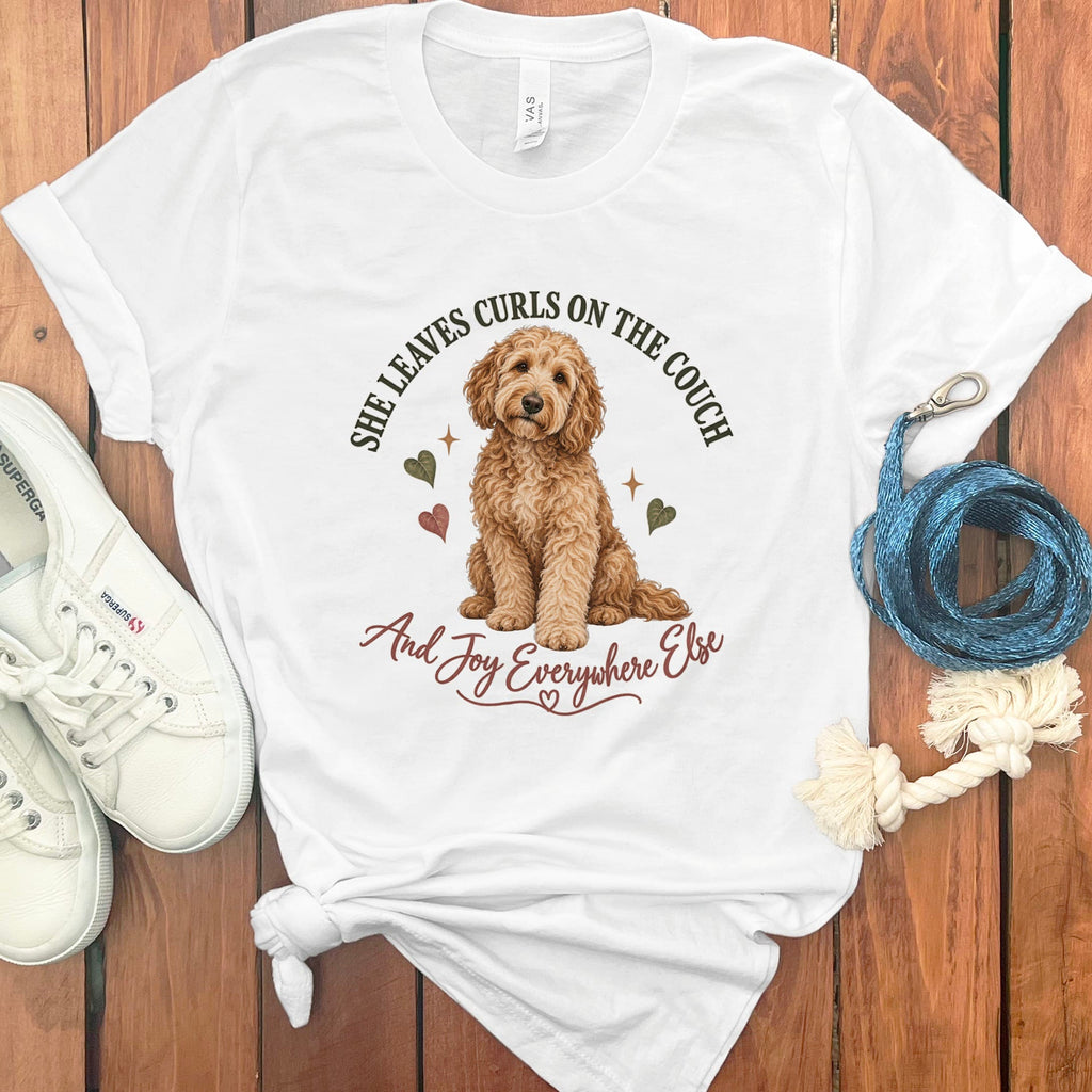Couch Curls Doodle T-Shirt in White / S by Puppy Jo