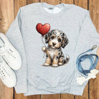 Cute Puppy with Heart Balloon Print Sweatshirt