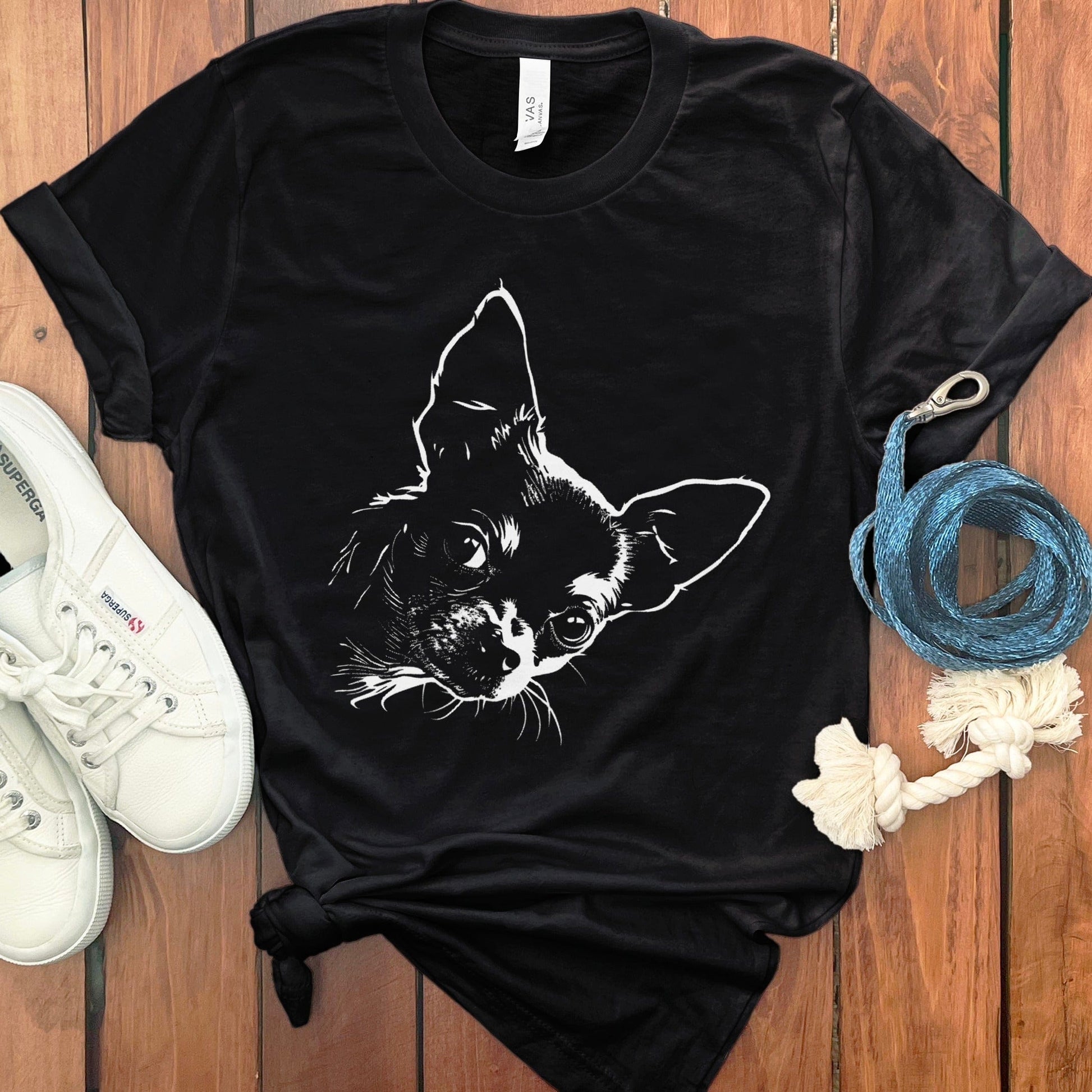 Black T-shirt with Cute Dog Illustration Fashion product