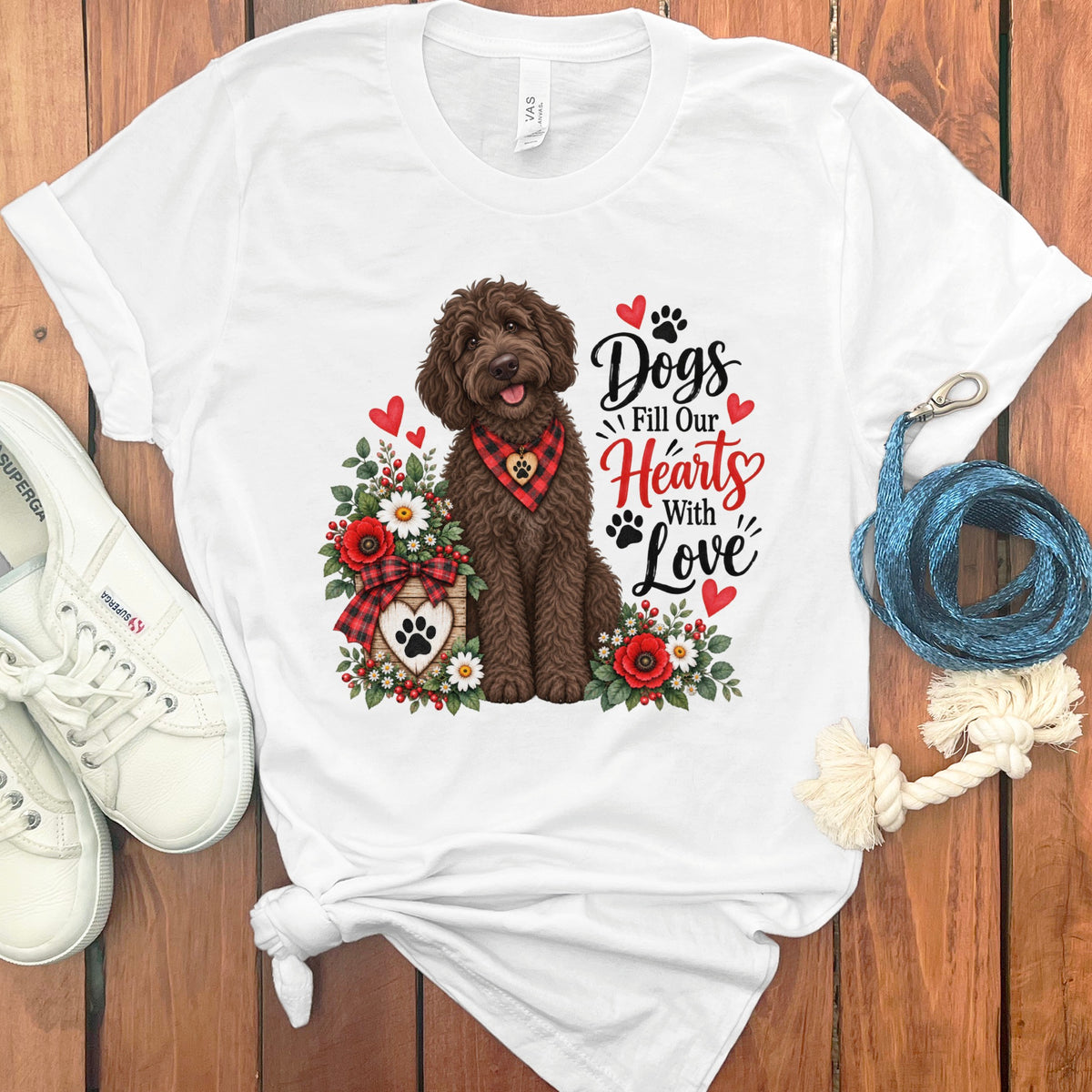 Chocolate Goldendoodle Hearts Love T-Shirt