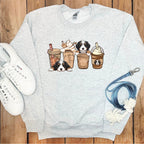 Adorable Dogs in Coffee Cups Graphic Sweatshirt