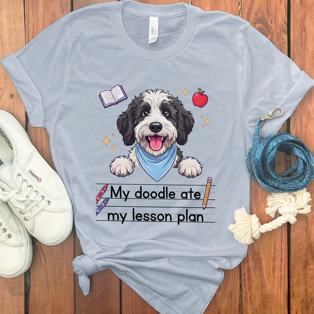 Sheepadoodle Ate Lesson T-Shirt in Light Blue / S by Puppy Jo