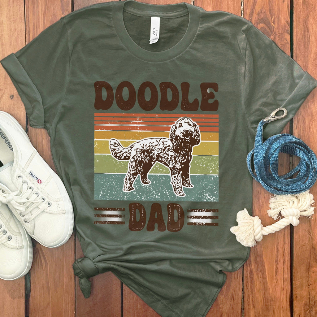 Doodle Dad Graphic T-Shirt with Retro Stripes Design