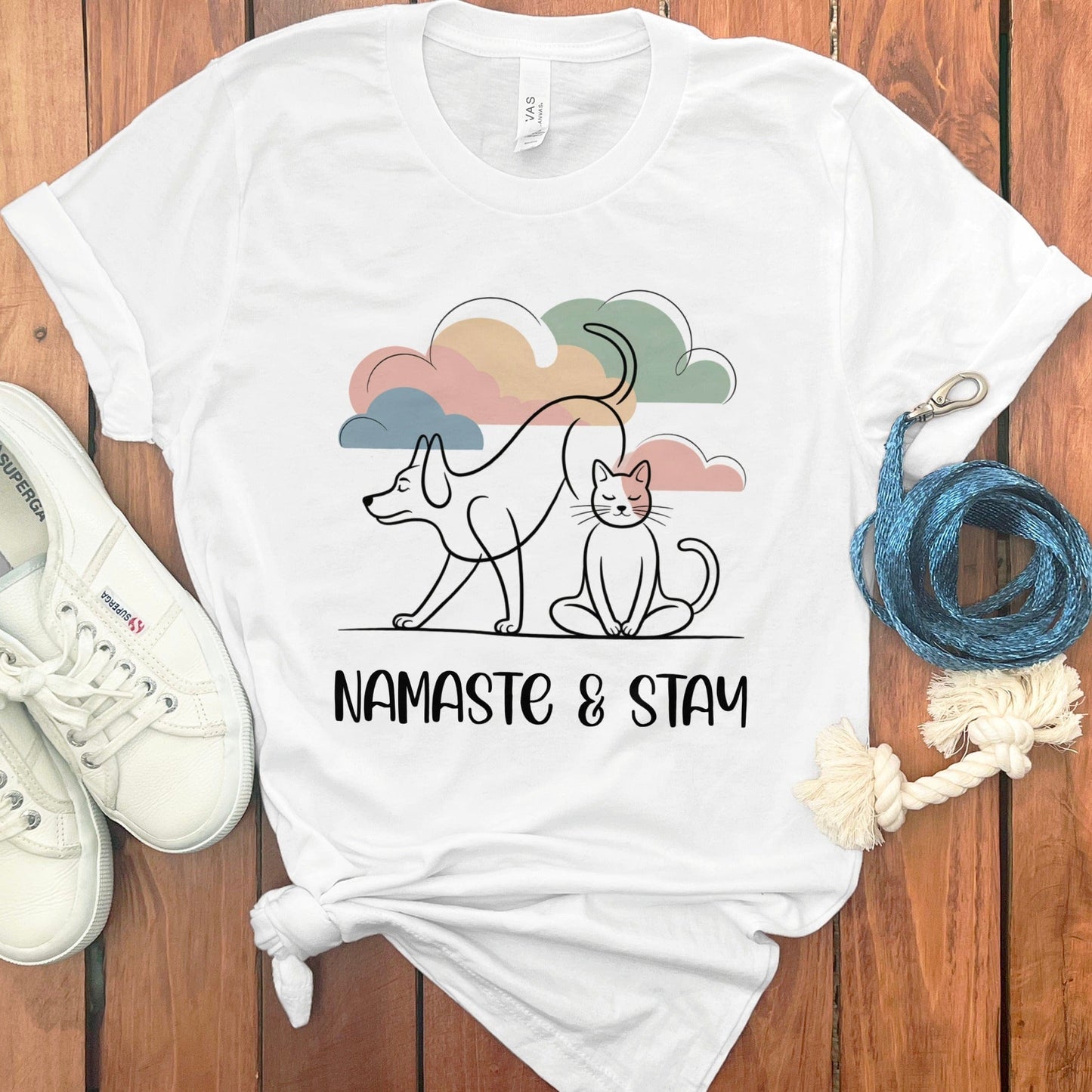 Namaste and Stay Dog and Cat Graphic T-Shirt product