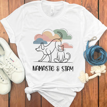 Namaste and Stay Dog and Cat Graphic T-Shirt product