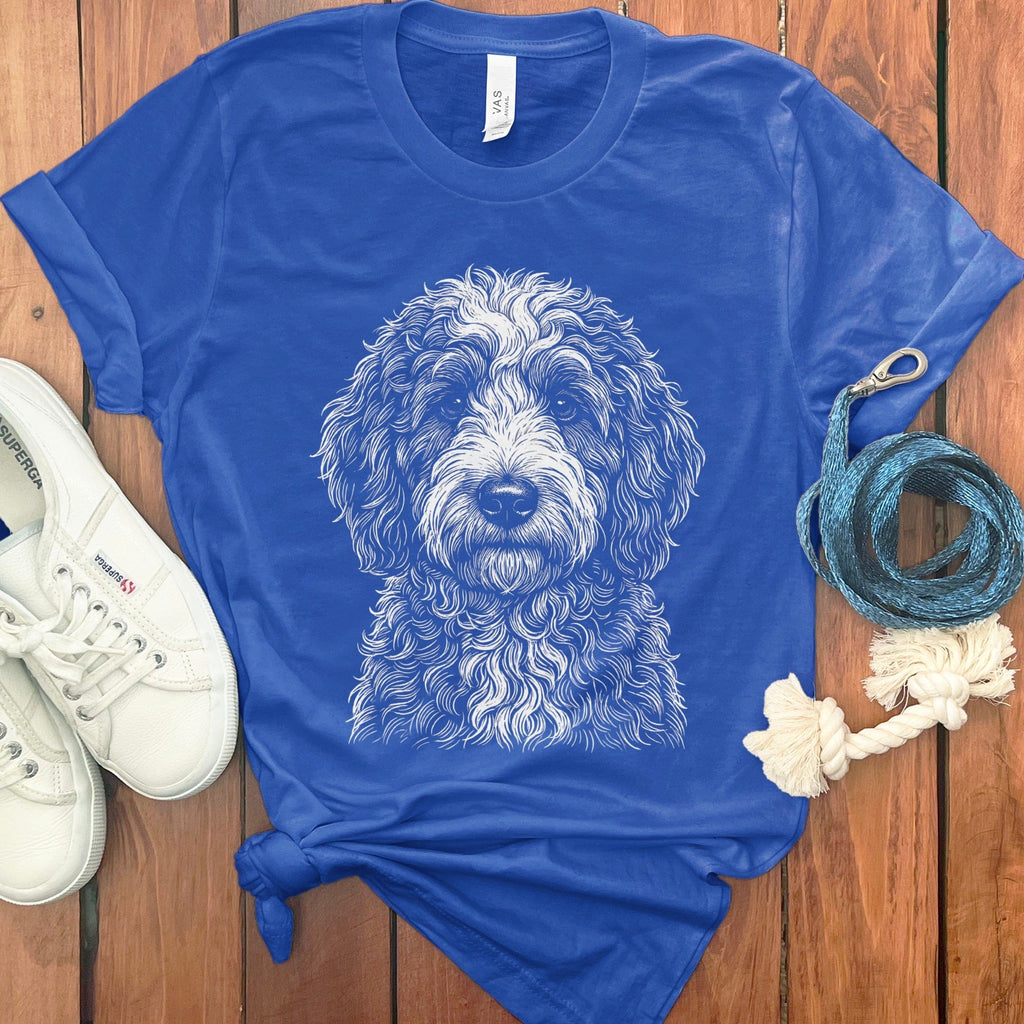 Blue Graphic Tee with Adorable Dog Illustration
