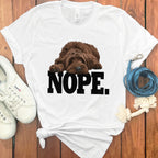 Cute Dog Nope Graphic White T-Shirt for Casual Wear