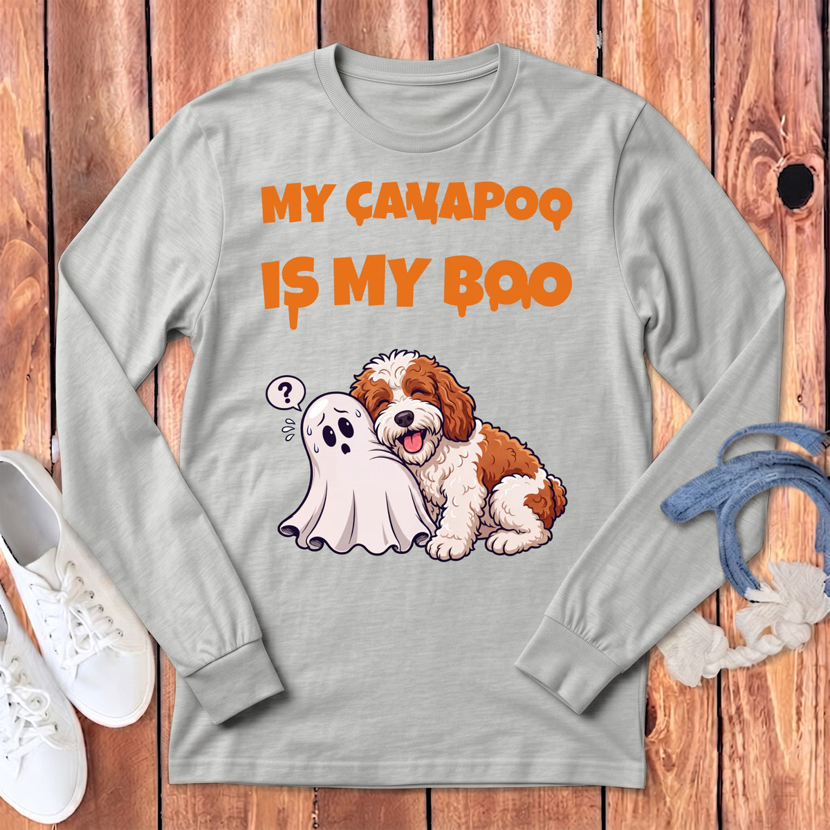 Cavapoo My Boo Long Sleeve T-Shirt in Athletic Heather / S by Puppy Jo
