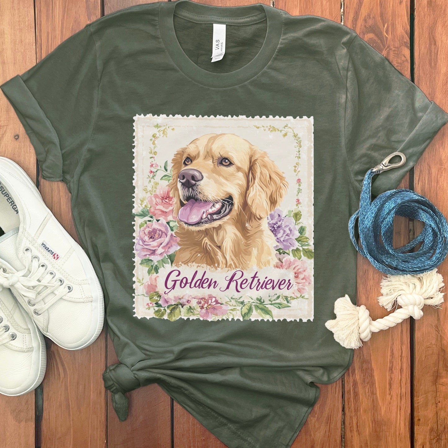 Adorable Golden Retriever Floral Design T-shirt product