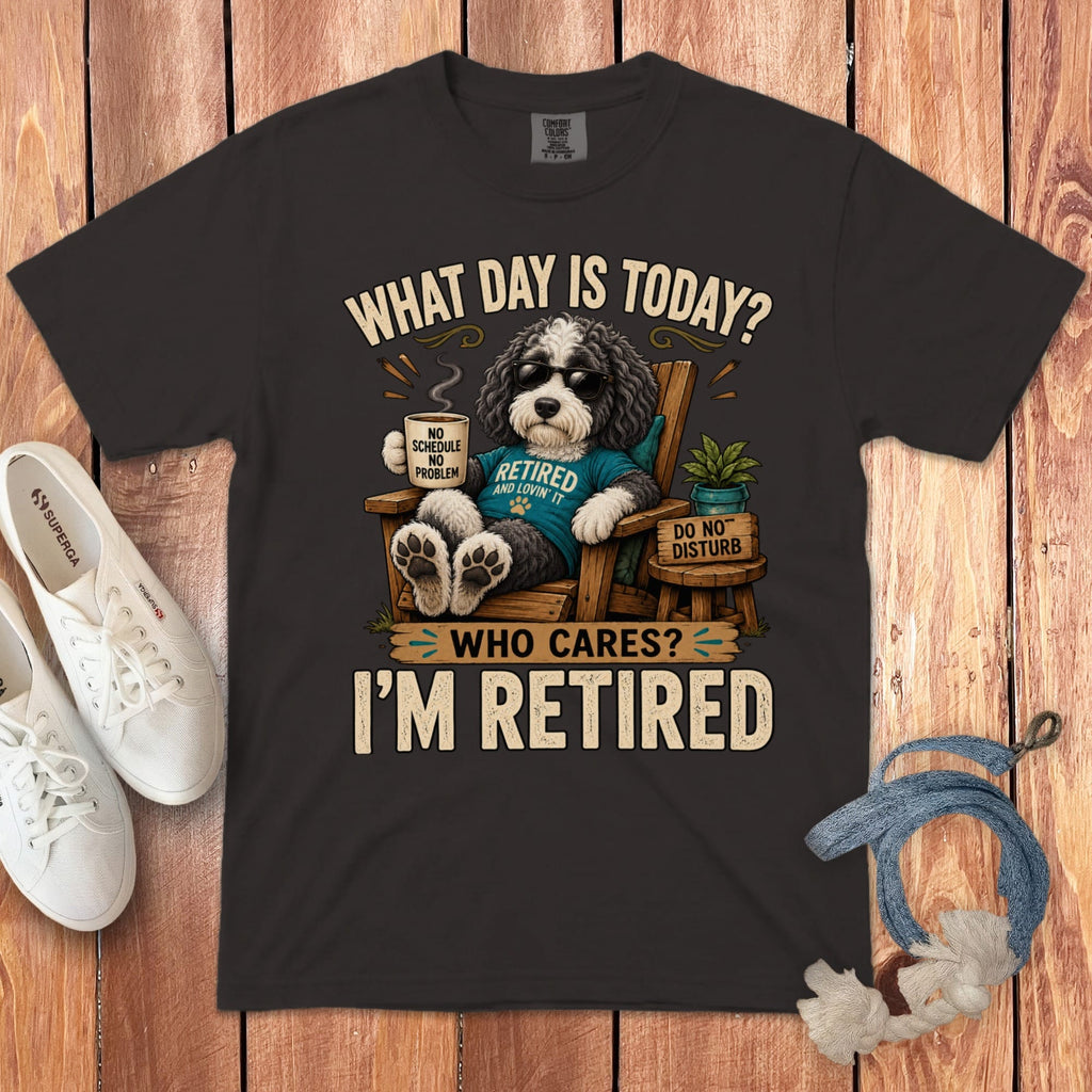 I'm Retired Sheepadoodle Signature T-Shirt in Graphite / S by Puppy Jo