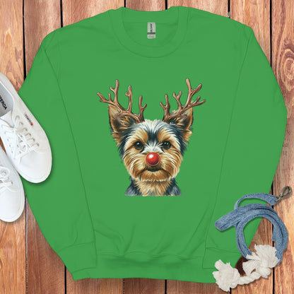 Cute Yorkie Dog with Antlers Sweatshirt Product