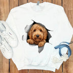 Cute Golden Doodle Dog Ripped Effect Sweatshirt