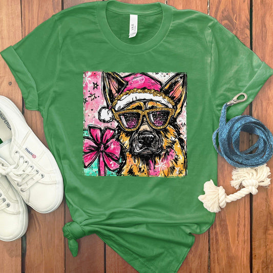 Festive Holiday Dog Art Green T-Shirt product type