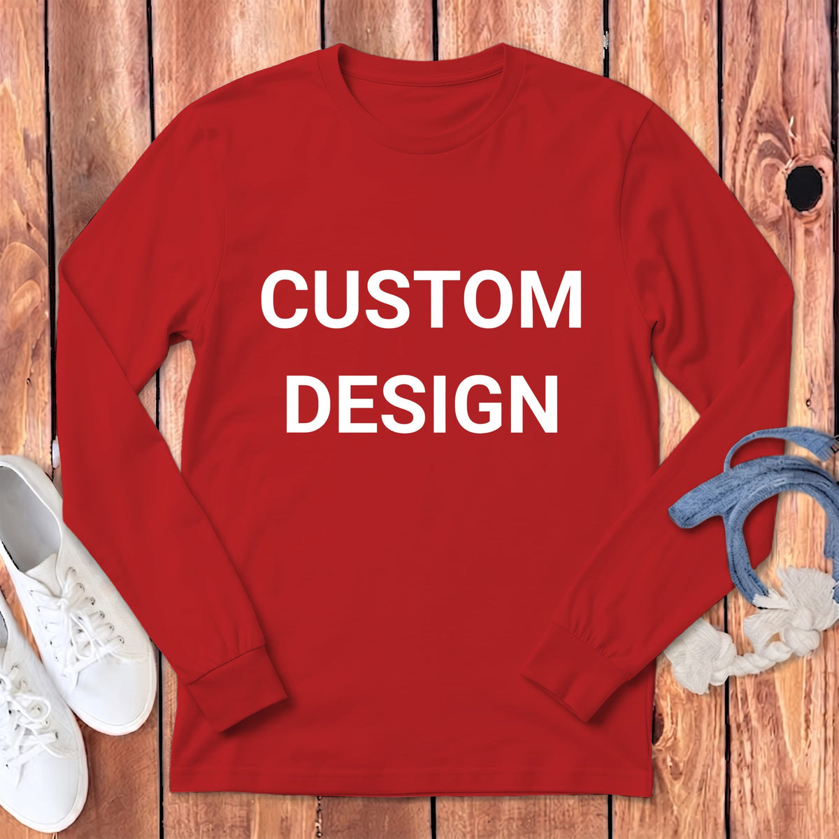 Your Ideas - One of a Kind Design - Custom Long Sleeve T-Shirt in S / Red / Long Sleeve T-Shirts by Puppy Jo