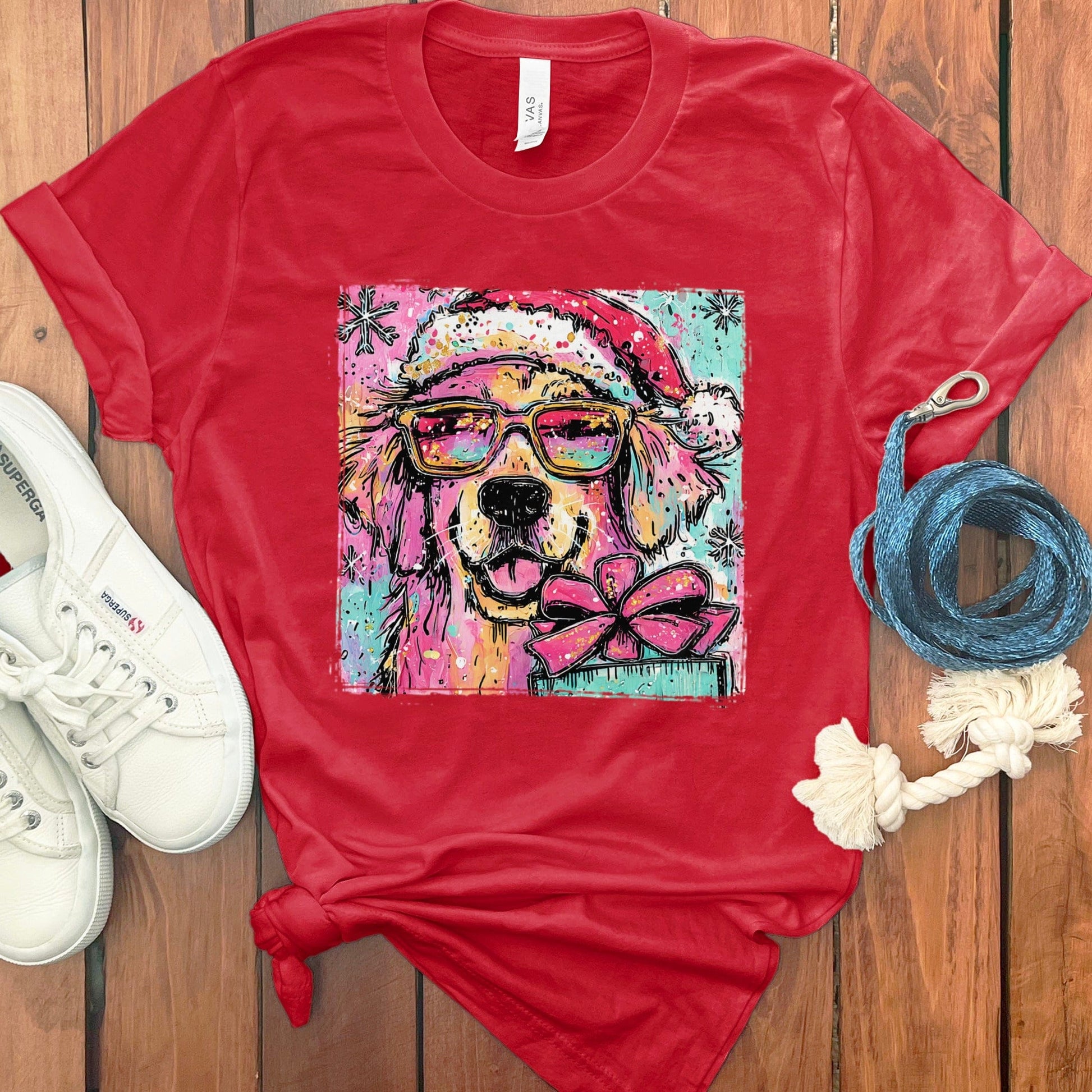 Festive Dog with Santa Hat Graphic T-shirt product
