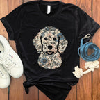 Adorable Puppy Floral Design Graphic Tee product