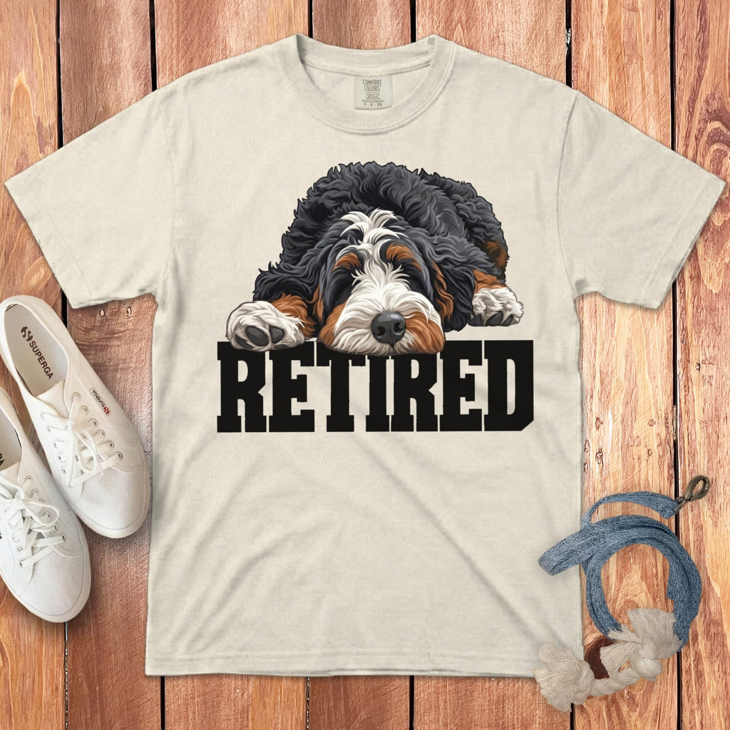 Retired Sleeping Bernedoodle Signature T-Shirt in Ivory / S by Puppy Jo