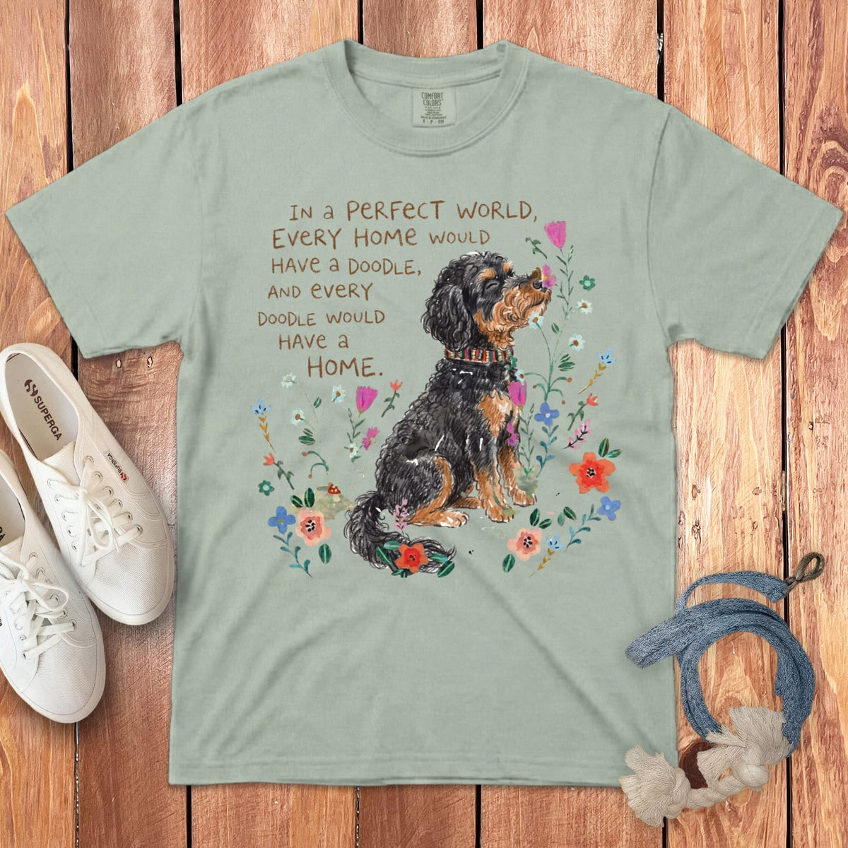 Perfect World Phantom Goldendoodle Signature T-Shirt in Bay / S by Puppy Jo